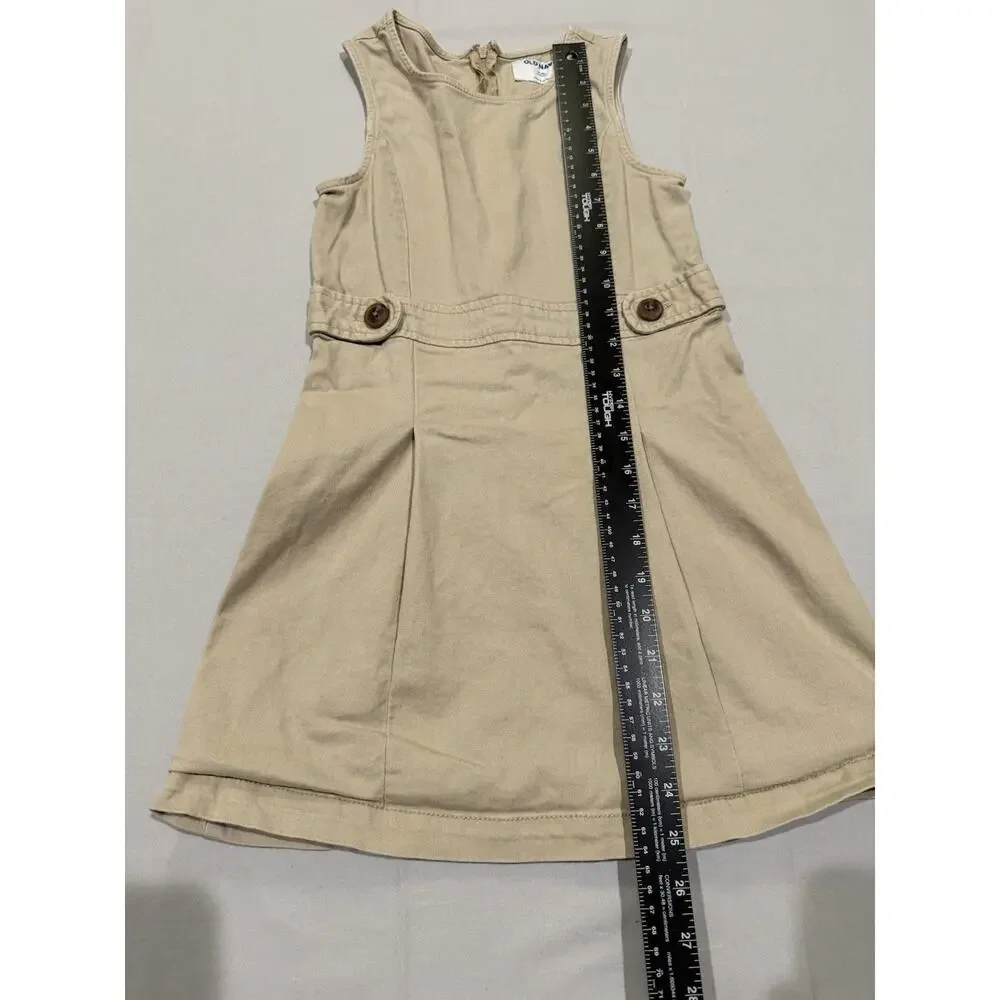 Old Navy Girls M (8) Beige Solid A-Line Sleeveless Knee Dress Scoop Neck Zip